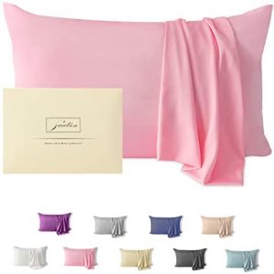 Natural Mulberry Silk Pillowcase for Hair and Skin Queen Size 20″X30″ Pink Pillow Case with Hidden Zipper Soft Breathable Smooth Cooling Silk Pillow Covers for Sleeping (Pink,Queen,1Pcs)