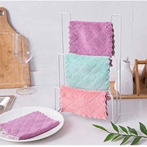 Sunlisky Colorful super absorbent microfiber kitchen cloth dish towel insulation cloth, a set of 10 (25CM×25CM), suitable for cleaning sink, non-stick pans and other kitchen utensils, bathroom and car