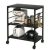 Cheflaud Kitchen Microwave Cart, 3-Tier Kitchen Utility Cart Vintage Rolling Bakers Rack with 5 Hooks for Living Room Decoration