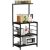 Cheflaud Kitchen Baker’s Rack Storage Shelf Microwave Cart Oven Stand Coffee Bar with Side Hooks 4 Tier Shelves(Black)