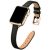 WFEAGL Slim Leather Apple Watch Bands Thin Wristband (Black with Gold 42mm/44mm/45mm)
