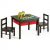 Costway 5-in-1 Kids Activity Table and 2 Chairs Set with Storage Building Block Table Brown