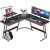 Homall L-Shaped Gaming Desk 51 Inches Corner Office Gaming Desk with Removable Monitor Riser, Black