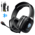 HTQ Wireless Gaming Headsets for PC Windows PS5/4 Nintendo Switch Laptop, 3.5mm Wired Mode for Xbox One Xbox Series S/X, Over Ear Bluetooth Headphones with Noise Cancelling Mic-Black