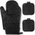 SUGARDAY Silicone Pot Holders and Oven Mitts Sets Kitchen Gloves Heat-Resistant Non-Slip for Baking Cooking Black 4pcs