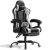 Lacoo PU Leather Gaming Chair Massage Ergonomic Gamer Chair Height Adjustable Computer Chair with Footrest & Lumbar Support,White